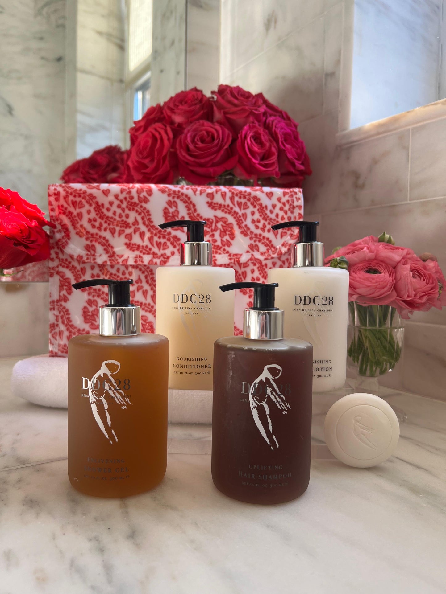 Red Heart Hanging Toiletry Case with DDC28 collection